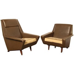 Pair of Vintage Scandinavian Modern Lounge Chairs in the Style of Folke Ohlsson