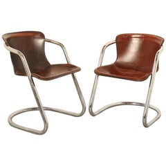 Tubular Chrome Dining-Room Chairs by Willy Rizzo for Cidue