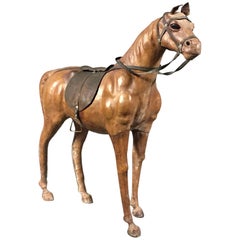 Vintage Leather Clad Horse Sculpture, 20th Century