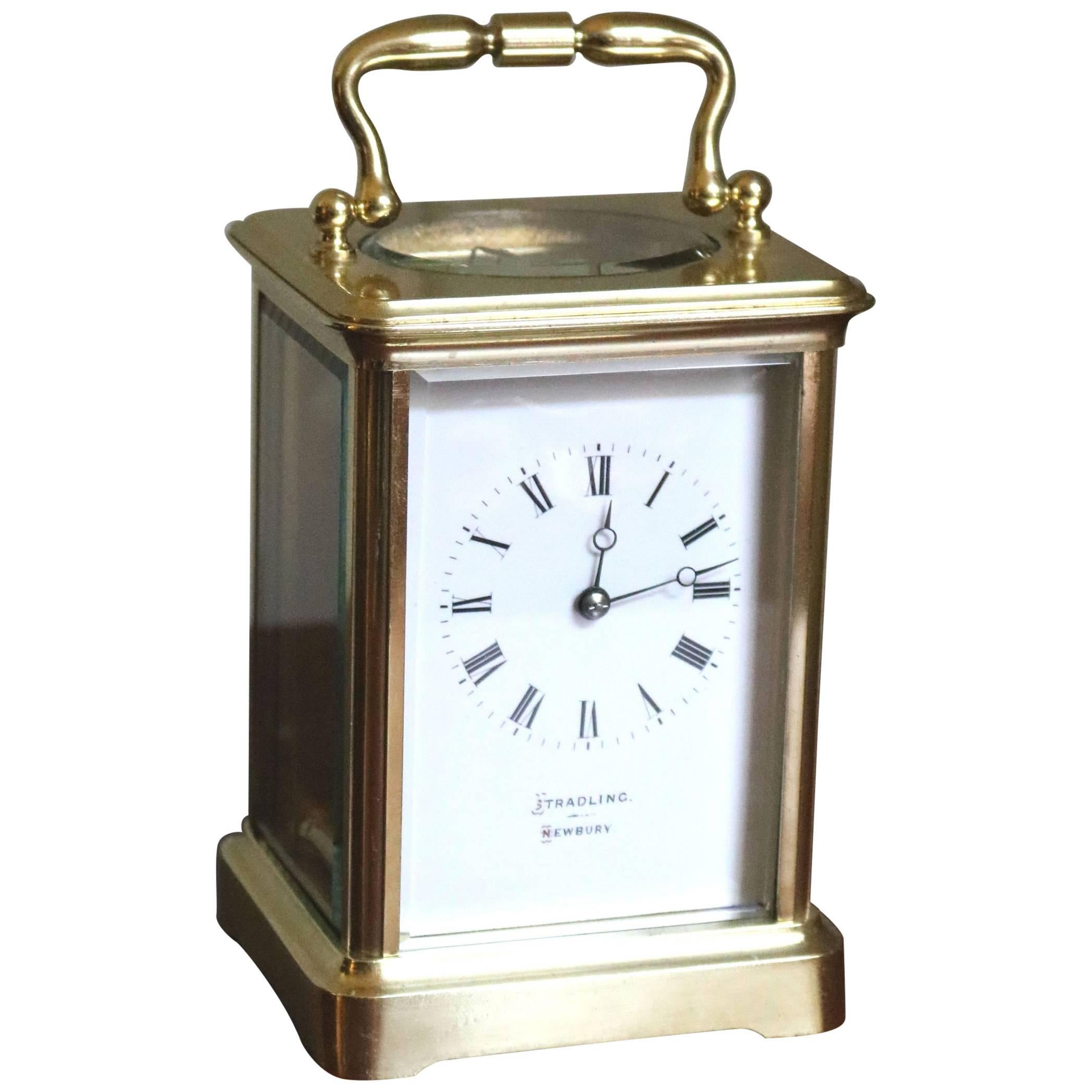 Large Timepiece Brass Carriage Clock For Sale