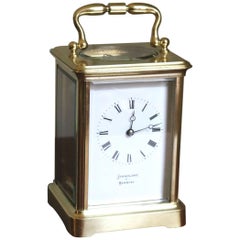 Antique Large Timepiece Brass Carriage Clock