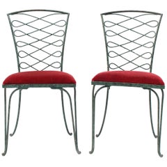 Pair of René Prou Verdigris Iron Chairs