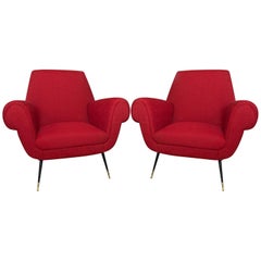 Midcentury Italian Armchairs by Gigi Radice for Minotti, Set of Two
