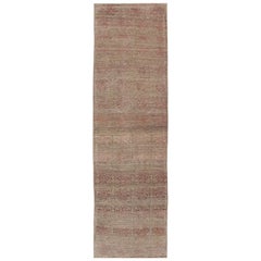 Mid-Century Modern Tulu Runner in Taupe, L.Brown, Camel, Lavender and Pink