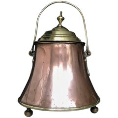 Antique Stylish Copper and Brass Coal Kettle, Fire Extinguisher Fire Place Decor