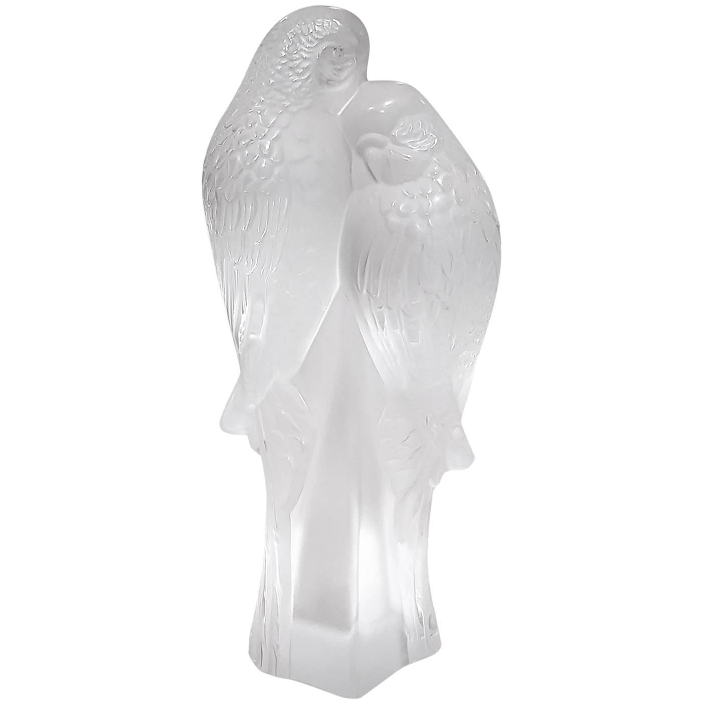 
Inseparables, 
 A Pair of Lovebirds in Clear and Frosted Glass by Lalique