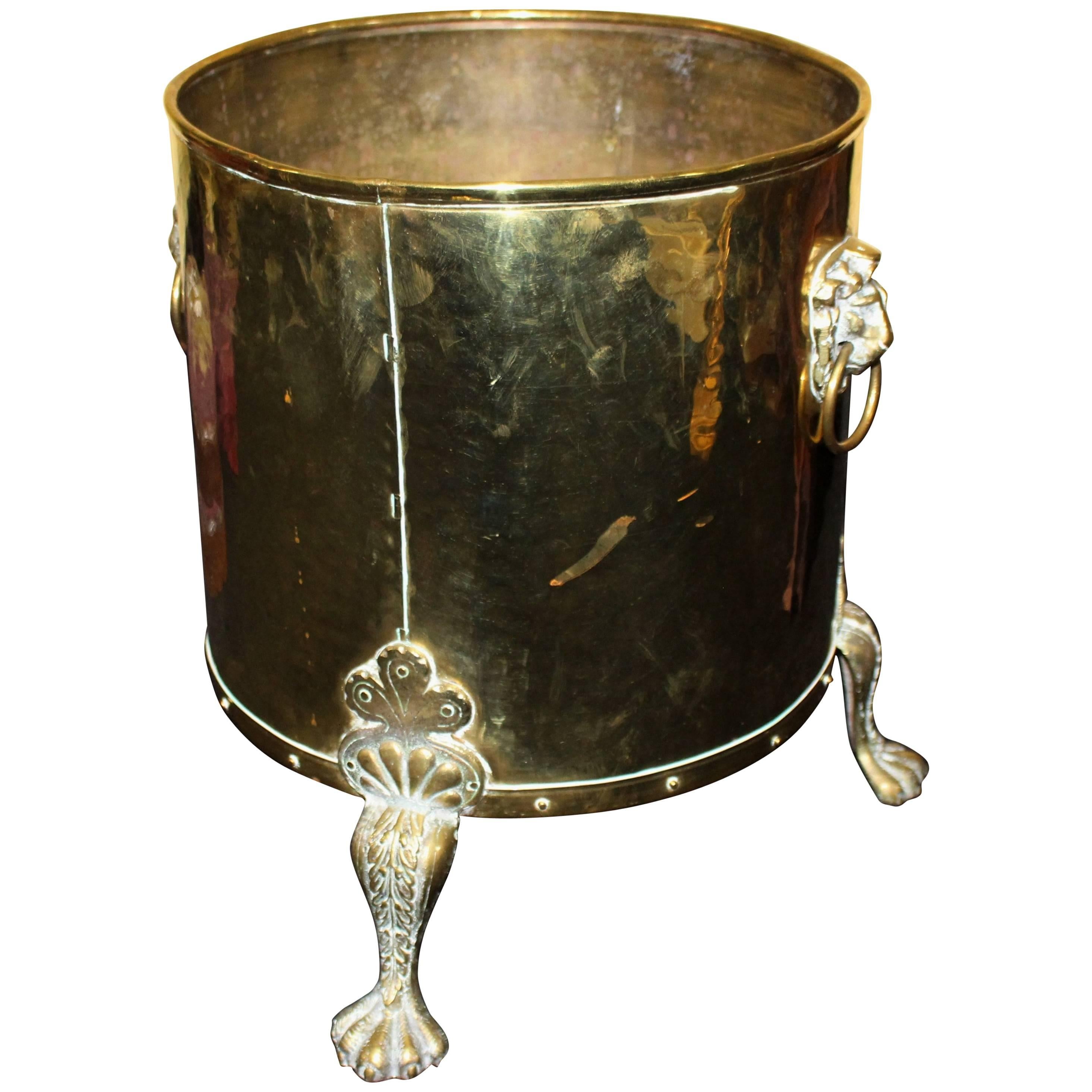 Quality Heavy Antique Footed Brass Fire Bucket