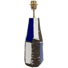 Ceramic Lamp Base Glazed in White and Blue