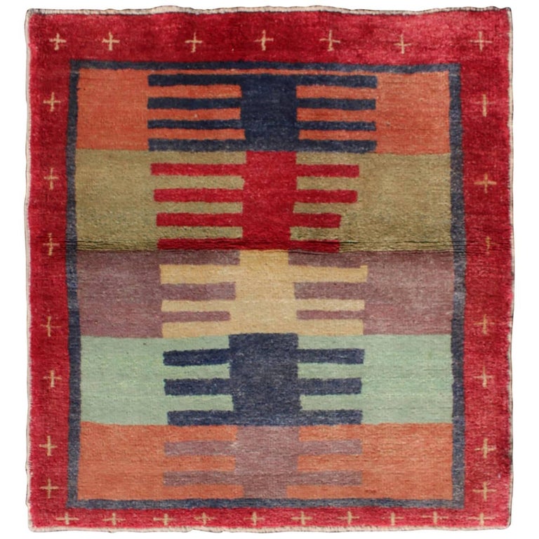 MidCentury Modern Turkish Tulu SquareShaped Rug in MultiColors at