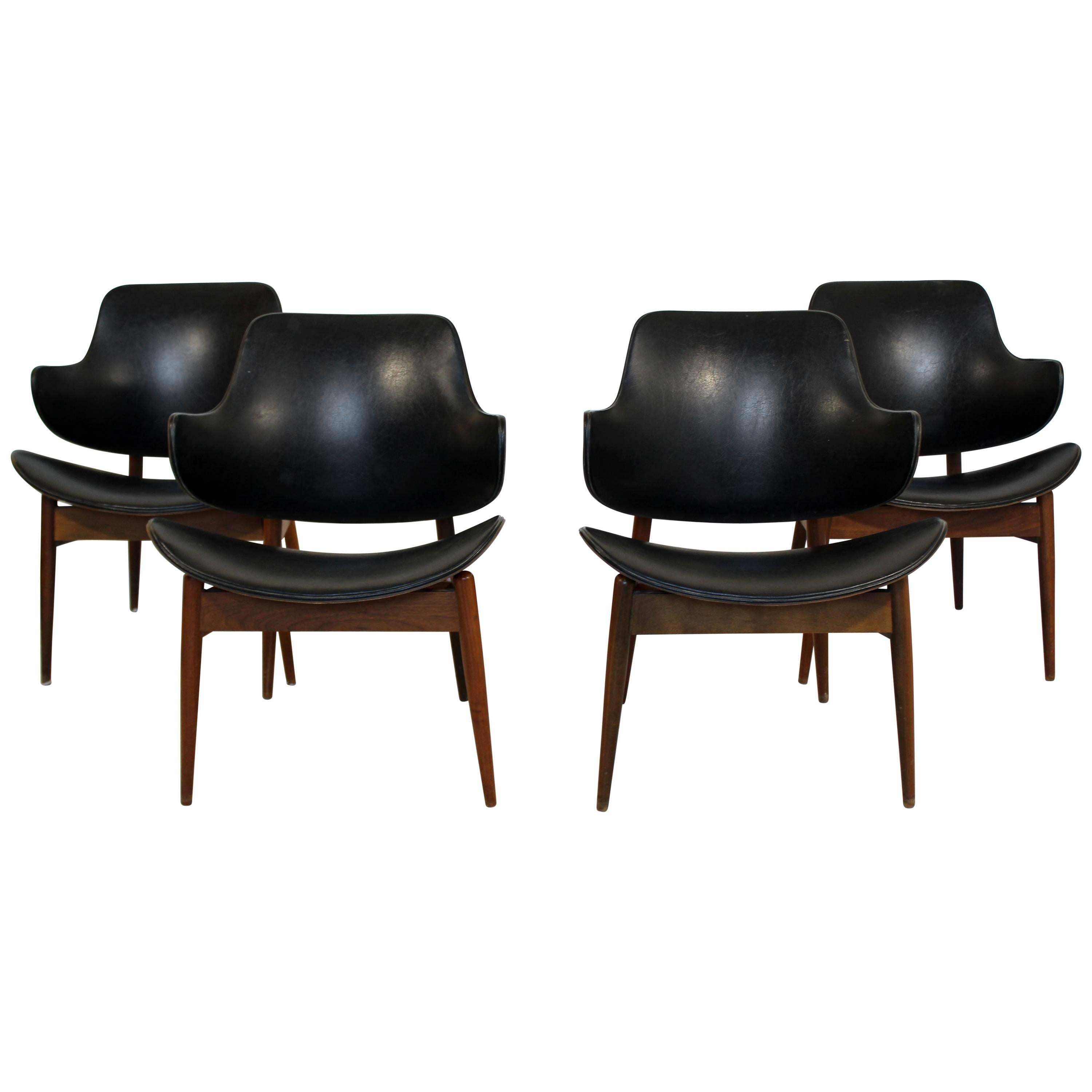 Mid-Century Modern Kodawood Set 4 Lounge Dining Chairs Seymour J. Wiener