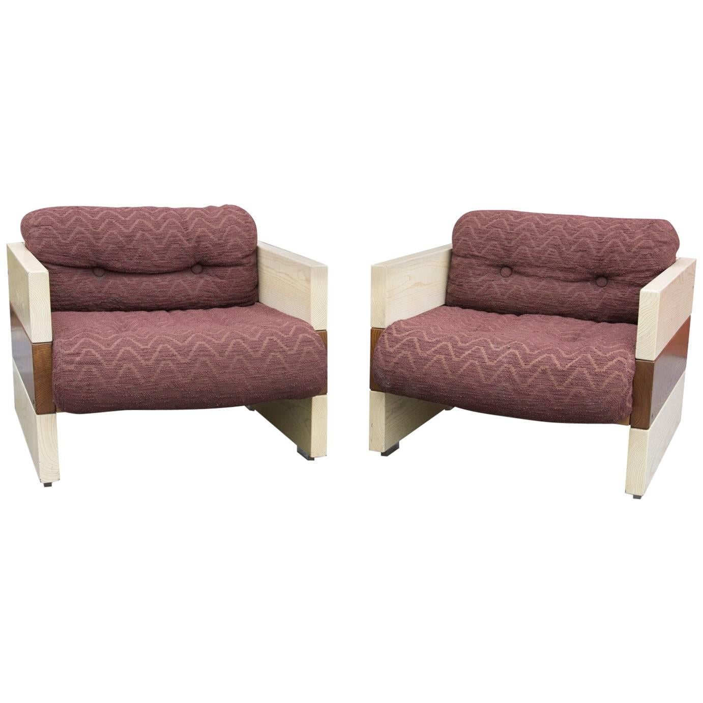 Vintage Italian Armchairs by Albert Leclerc, 1970s, Set of Two
