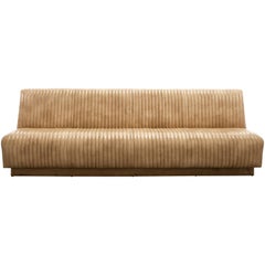 CHANNEL SOFA - Modern Leather Sofa on a Wood Plinth Base