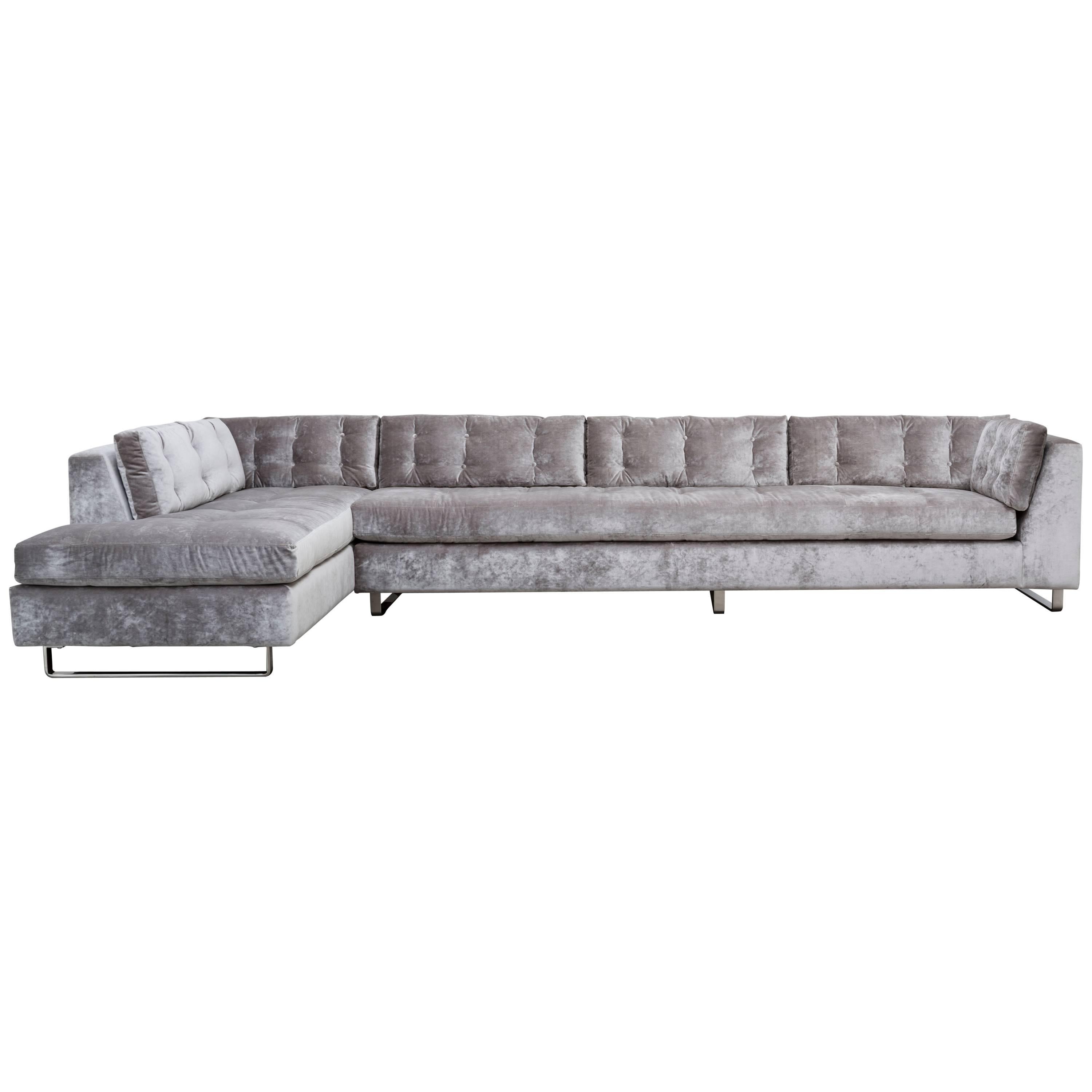 SIENNA SECTIONAL - Modern Tufted Sofa in Luxury Velvet over Metal Legs