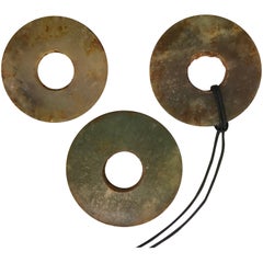 Ancient Chinese Green Jade Bi Jewelry Pendant