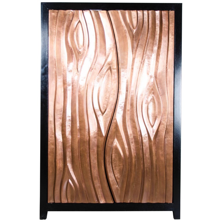 Da Tree Trunk Cabinet - Antique Copper by Robert Kuo, Limited Edition, in Stock For Sale