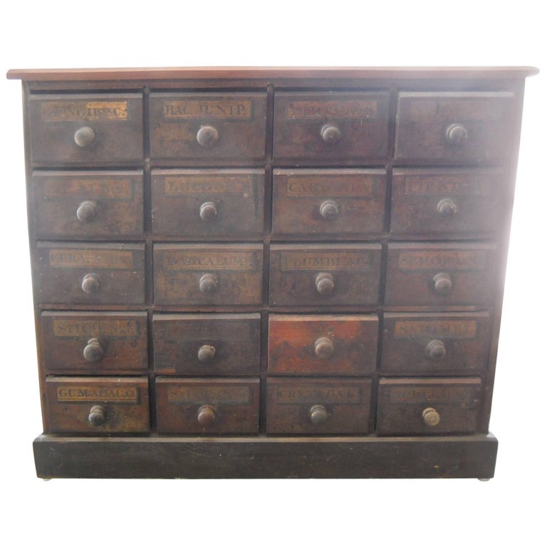 Small 20 Drawer Apothecary from a Pharmacy at 1stDibs