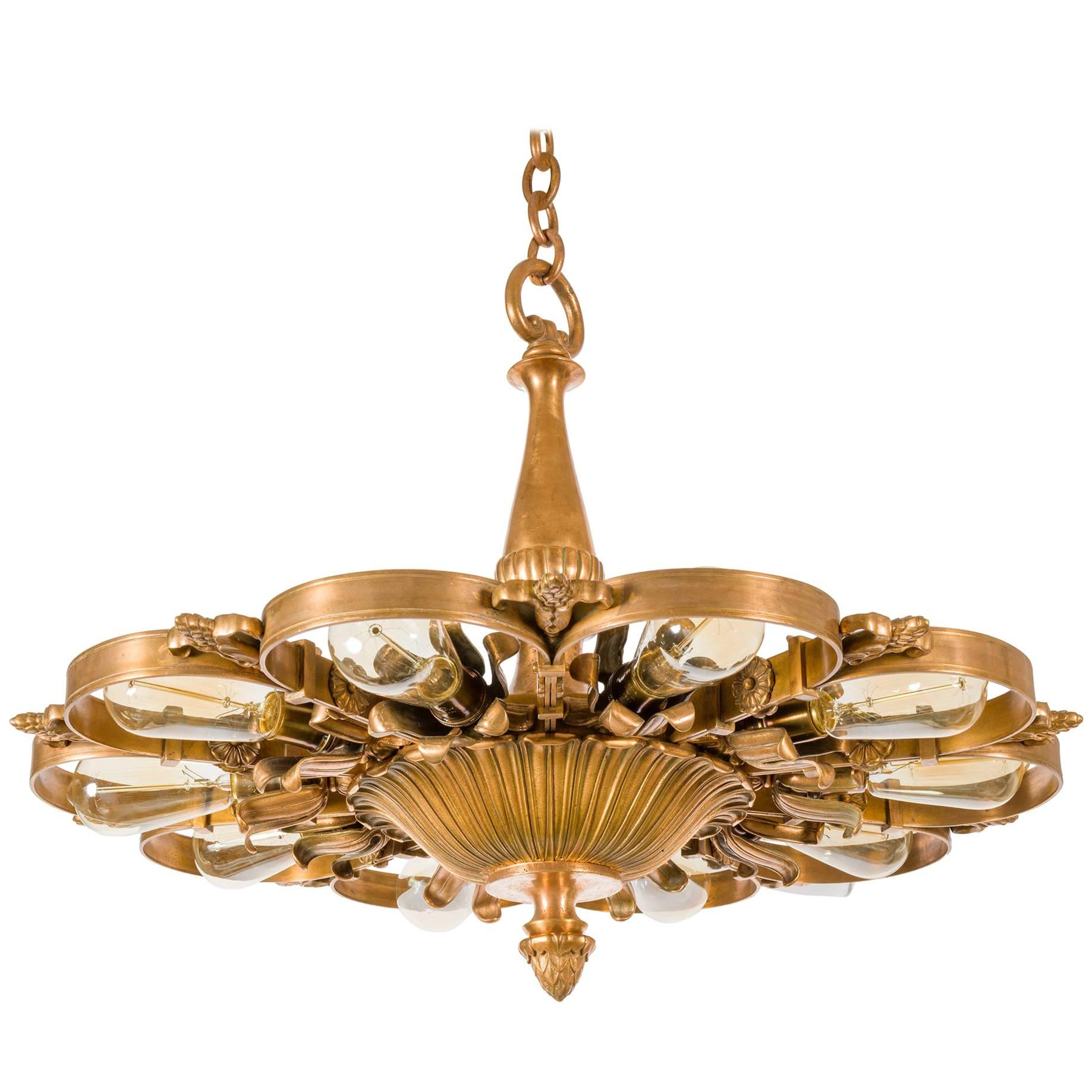 E. F. Caldwell Bronze Neoclassical Chandeliers, USA, 1920s