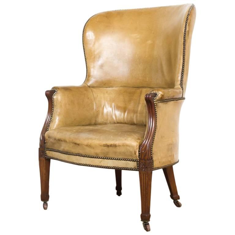 Late 19th Century Cognac Leather Barrel Back Club Chair For Sale