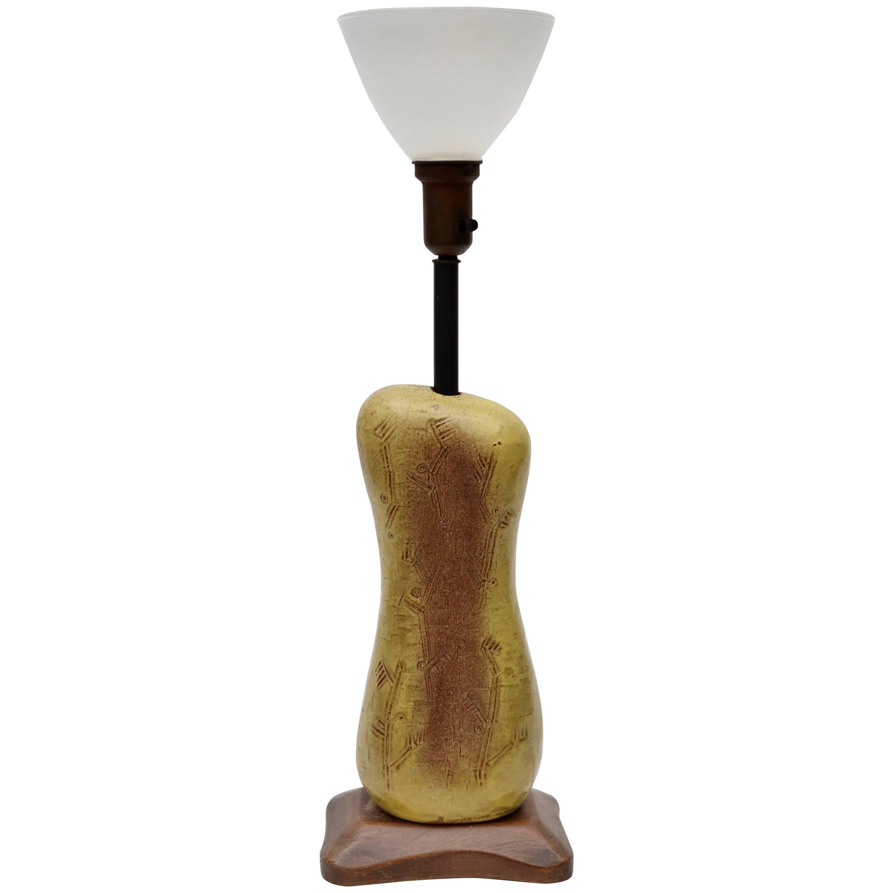 Marked Design Technics Biomorphic Ceramic Table Lamp Mid-Century Modern America
