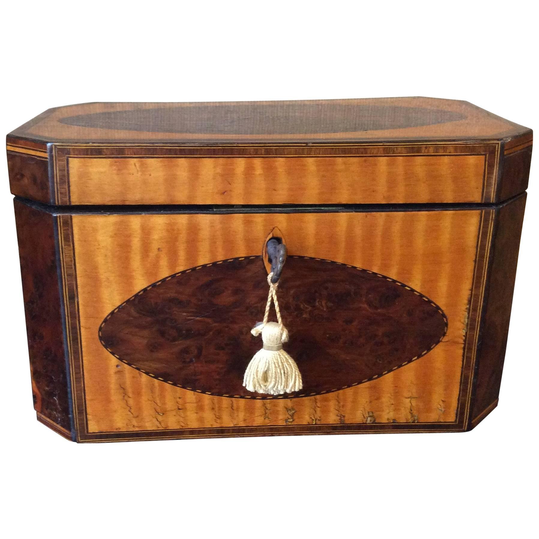 Octagon Shaped 19th Century Tea Caddy For Sale