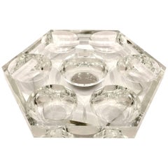 Retro Octagon Solid Lucite Lazy Susan Attributed to Charles Hollis Jones