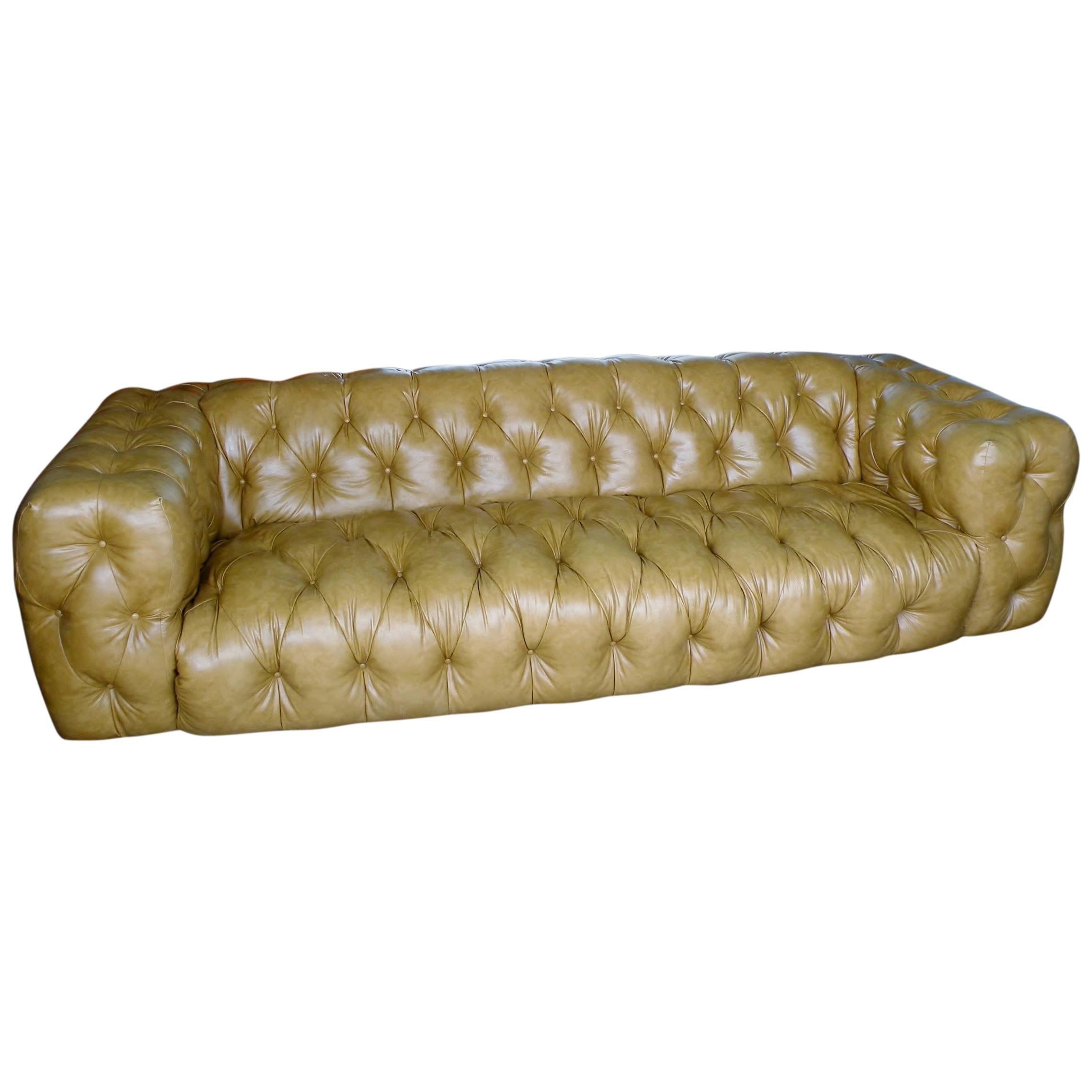 Milo Baughman Thayer Coggin Button Tufted Tuxedo Chesterfield Sofa For Sale