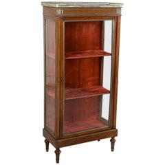 19th Century French Louis XVI Mahogany and Bronze Vitrine, Display Cabinet, Case