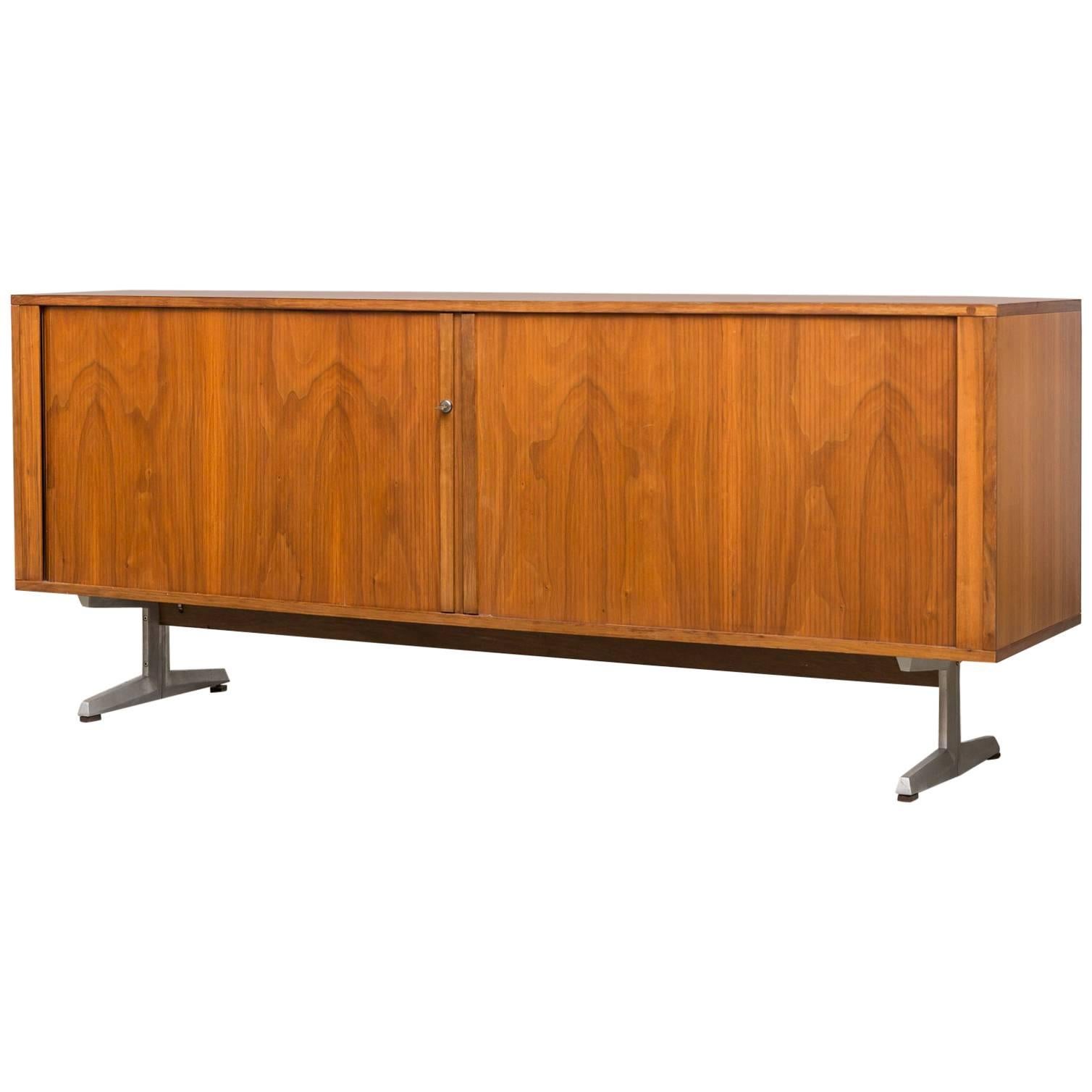 Teak Credenza with Tambour Doors