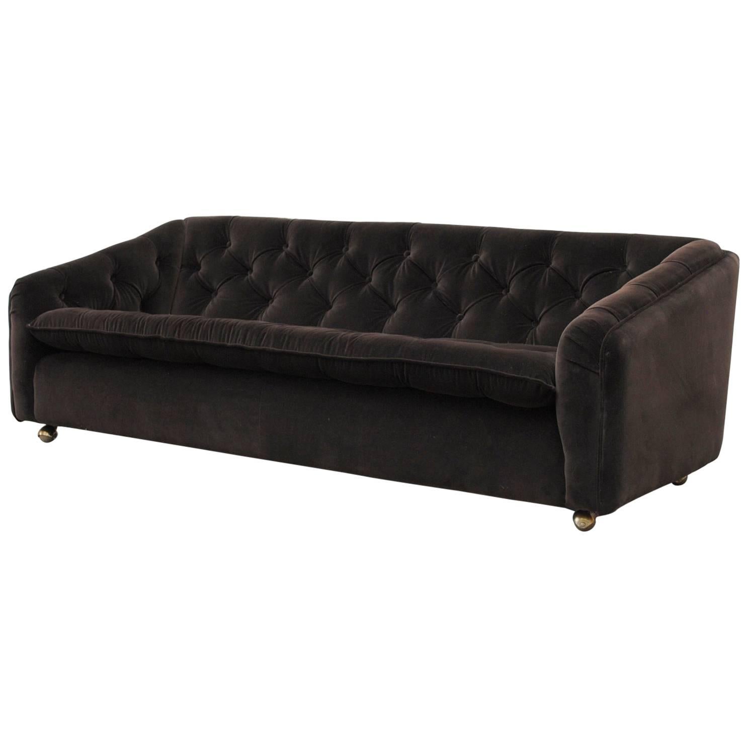 Geoffrey Harcourt Dark Grey Velvet Artifort Three-Seat Sofa