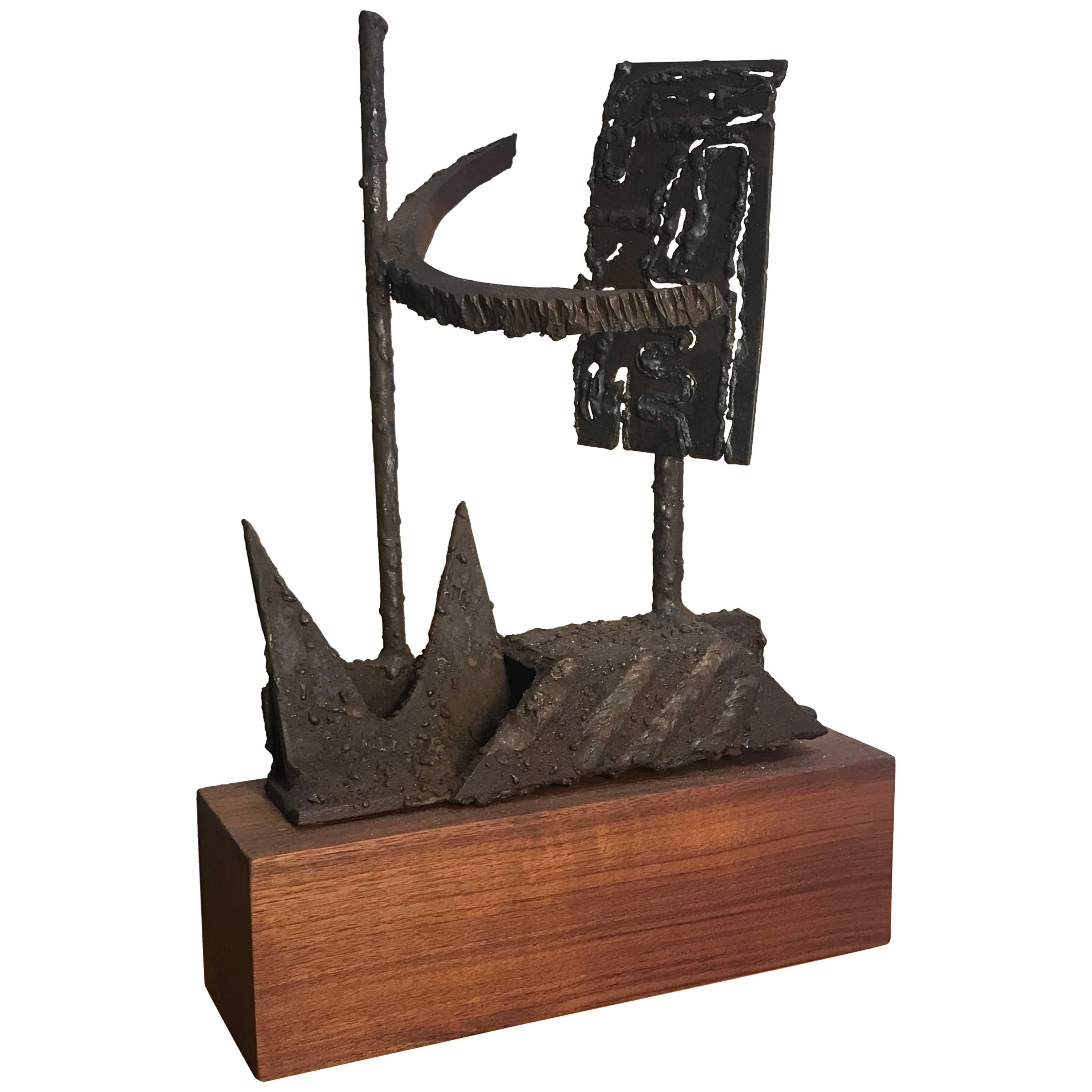 1970s Torch Cut Iron Brutalist Abstract Sculpture For Sale
