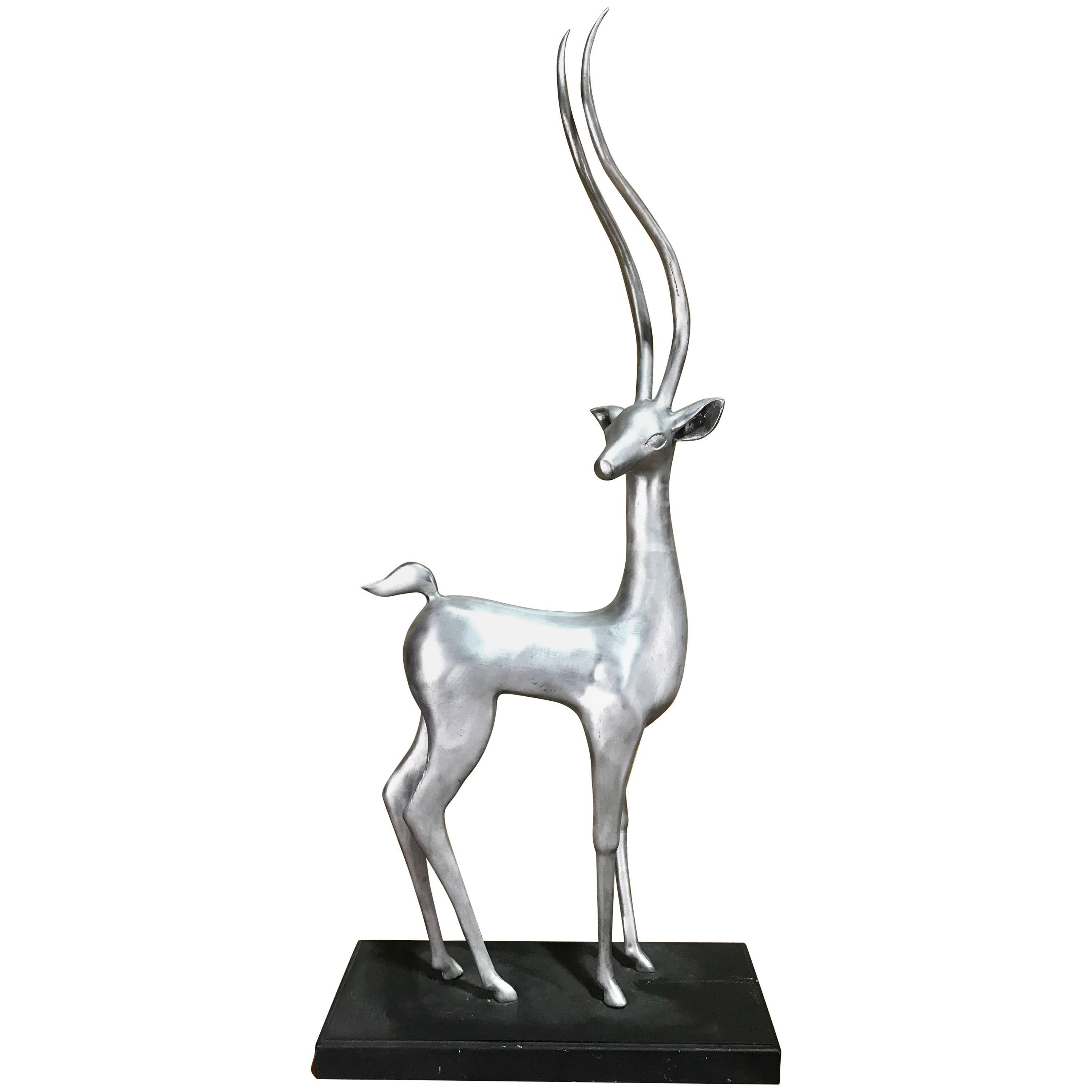 Large French Modern Sculpture of an Impala