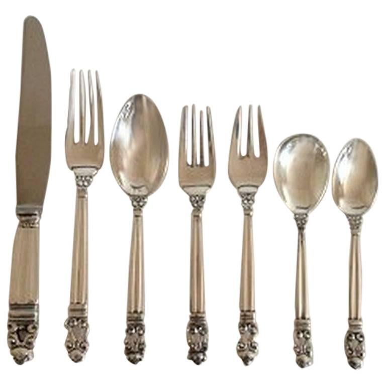 Georg Jensen Acorn Sterling Silver Flatware Set of 56 Pieces with Old Mark