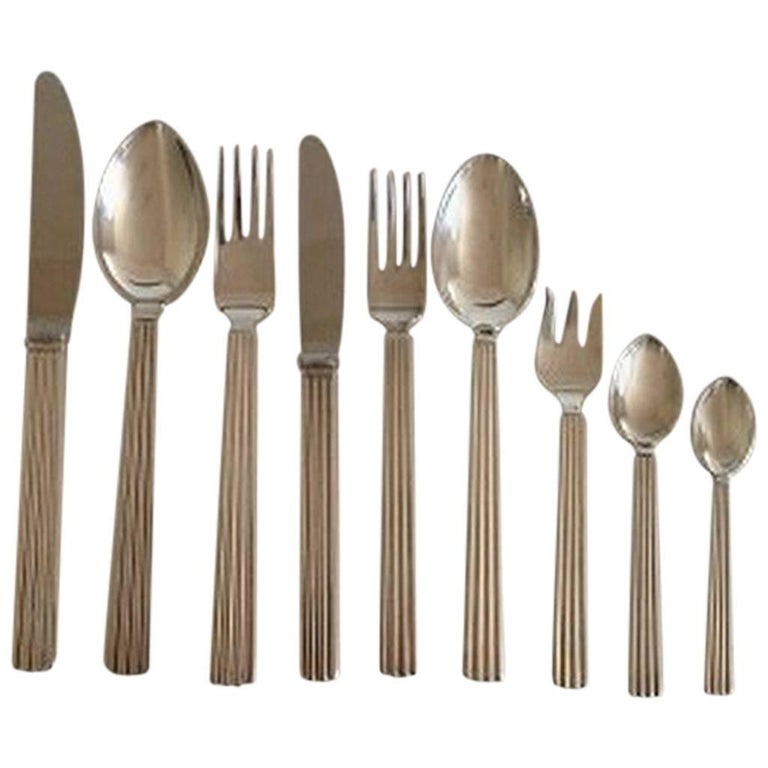 Jensen Bernadotte Sterling Silver Dinner and Lunch Flatware Set