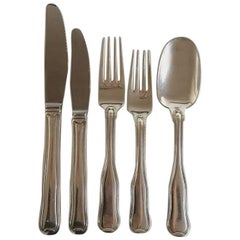 Georg Jensen Sterling Silver Old Danish Flatware Set for Six People, 30 Pieces