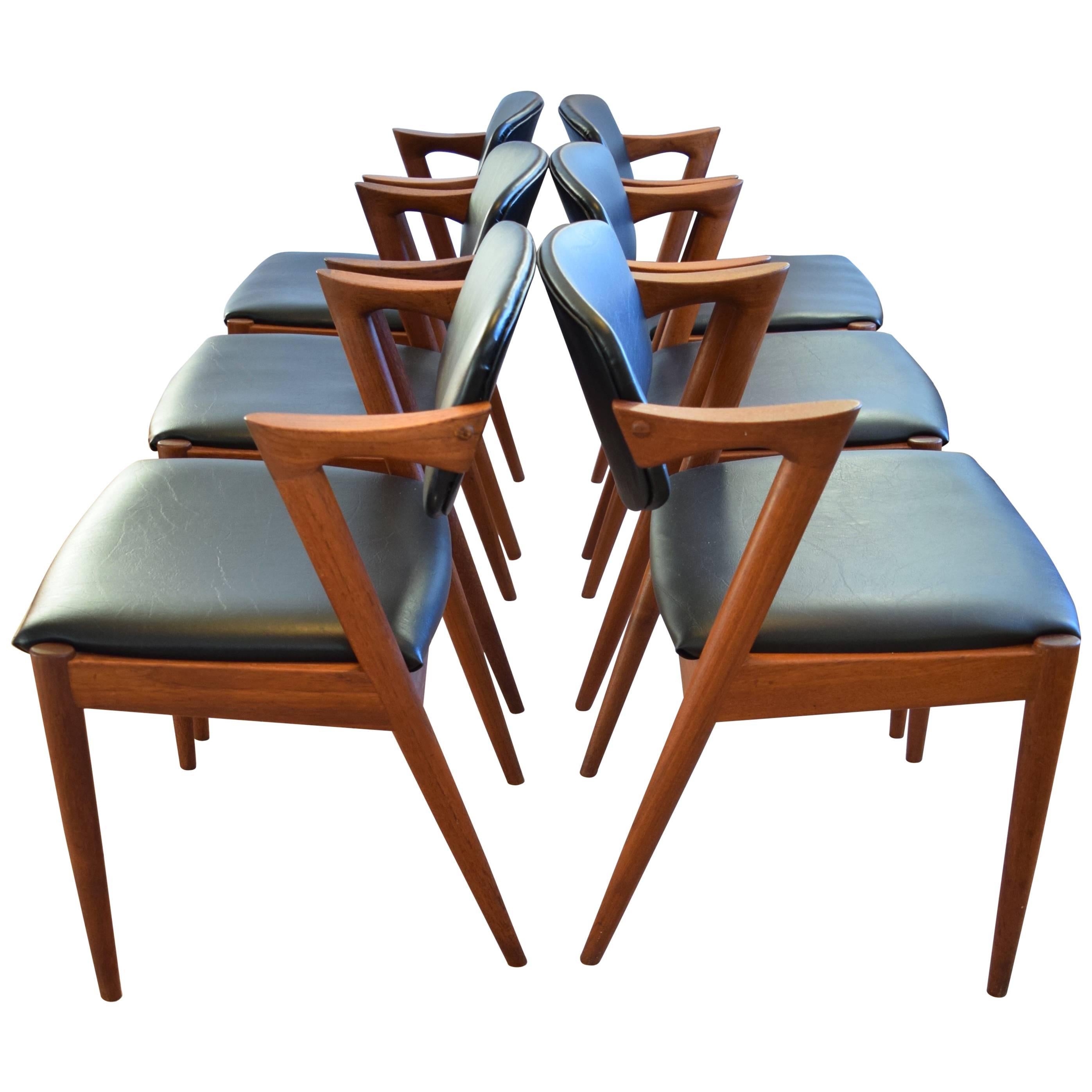 Midcentury Kai Kristiansen Model 42 Teak Dining Chairs