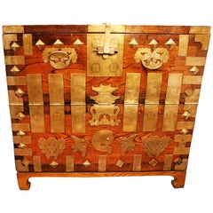Kimonos Chest in Solid Elm and Brass