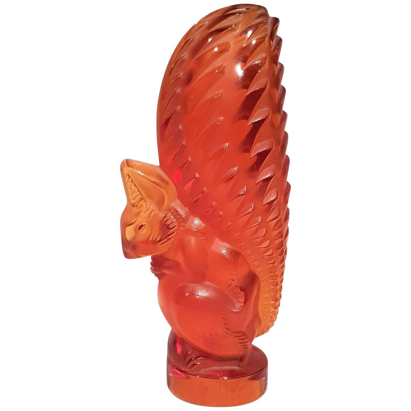 Amber Glass Squirrel by Marc Lalique For Sale