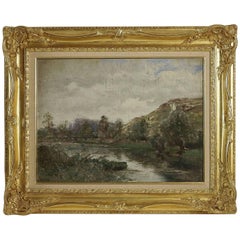 Barbizon School, River Landscape, Oil on Cardboard, Circa 1880-1890