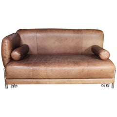 Wittmann 'Plug-in Model' by Gioia Meller Marcovicz Brown Leather Sofa Bed
