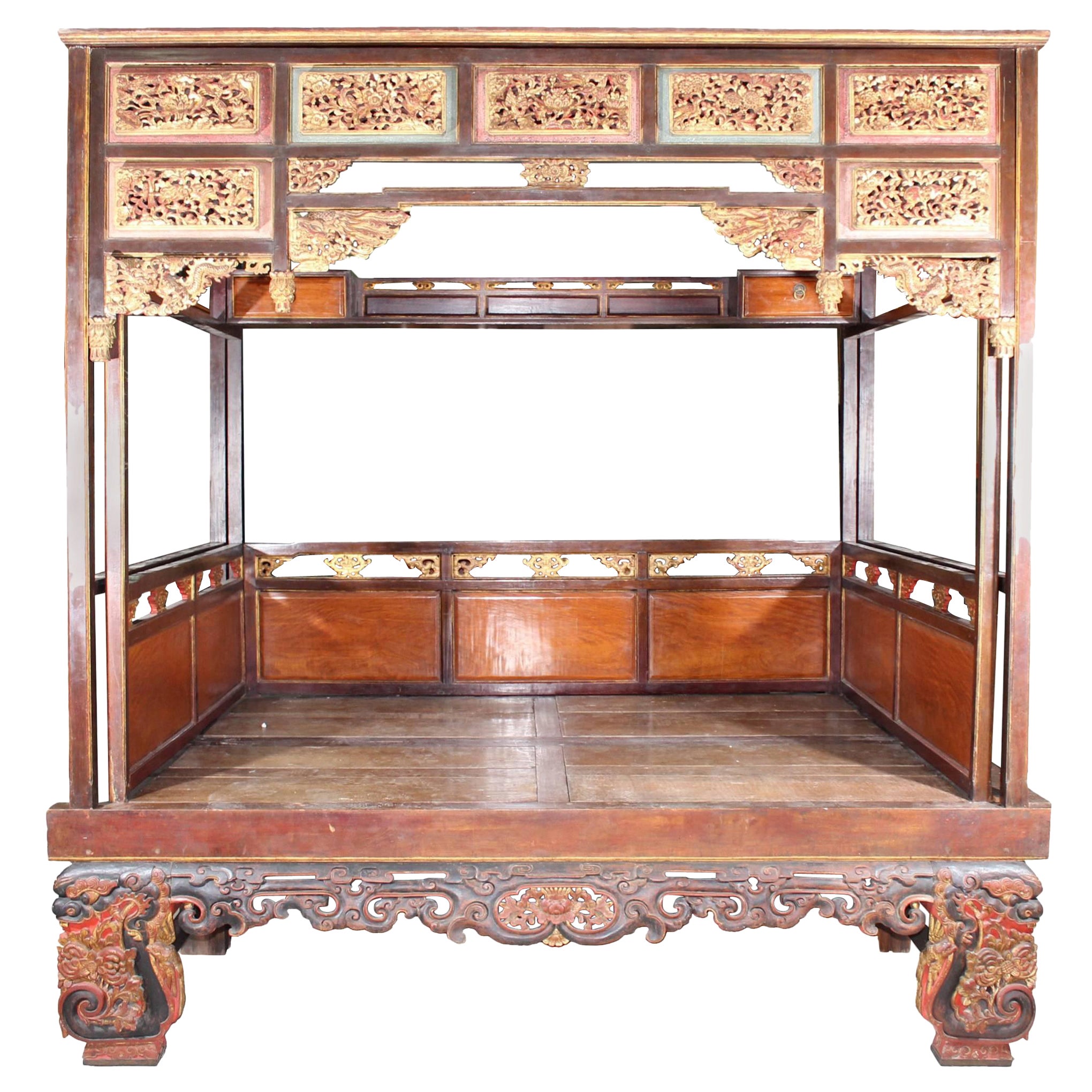 19th Century Chinese Canopy Wedding Bed For Sale
