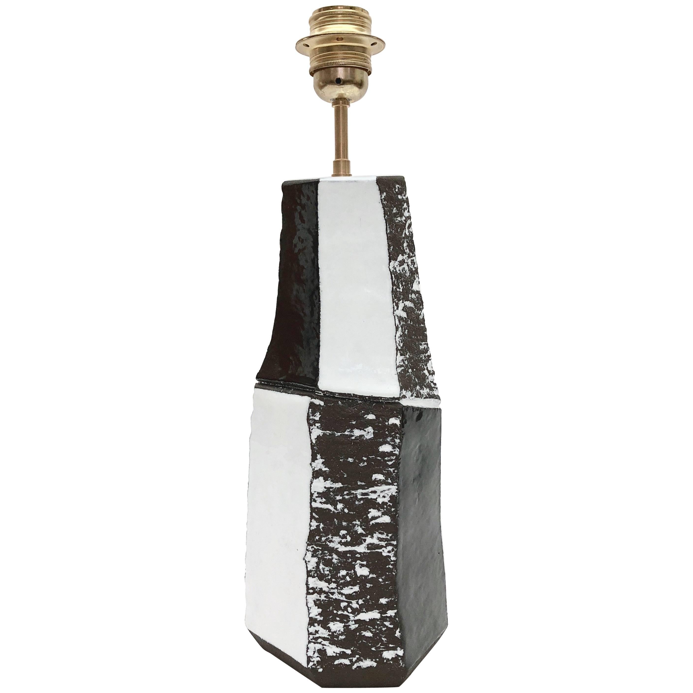 Ceramic Lamp Base Glazed in Black and White