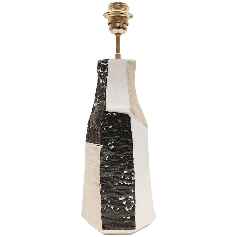 Ceramic Lamp Base Glazed in White, Beige and Dark Brown at ...