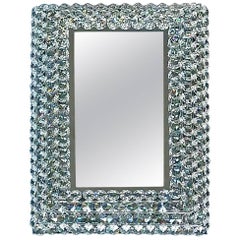 Great Sparkling Palwa Backlit Mirror Chrome Brass Faceted Crystal Glass 1960s