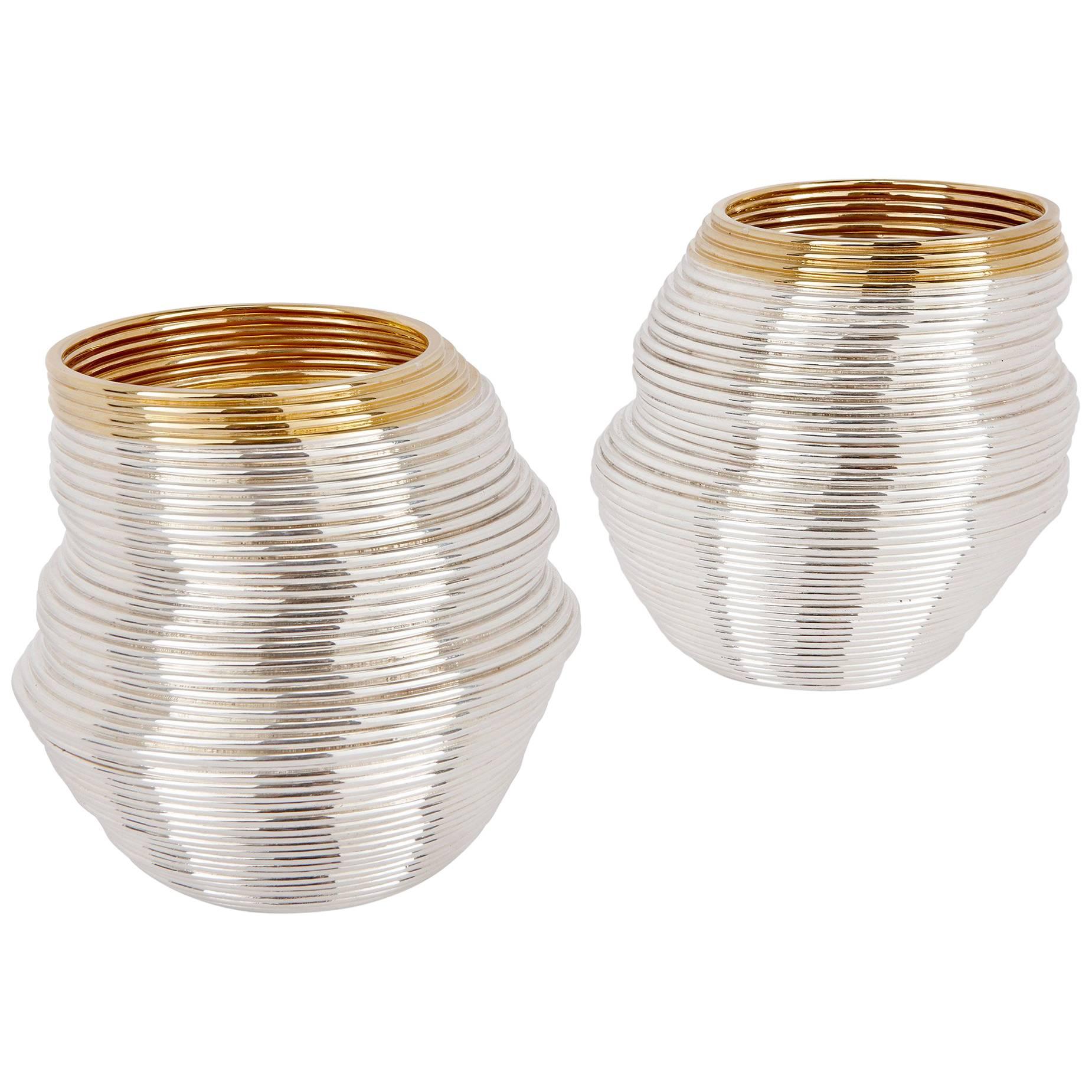 Two Contemporary Coiled Silver Beakers by Nan Nan Liu