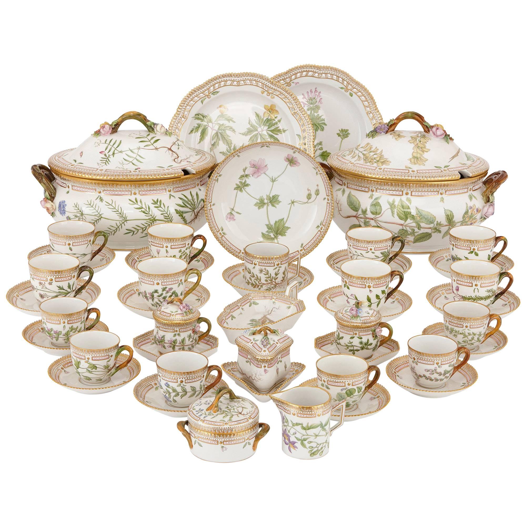Antique 'Flora Danica' Porcelain Dinner Service by Royal Copenhagen