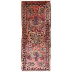 Antique Persian Sarouk Runner with Large-Scale Botanical Design