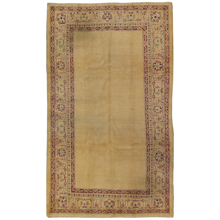 Antique Indian Amritsar Rug with Cream Background, Red and Lavender