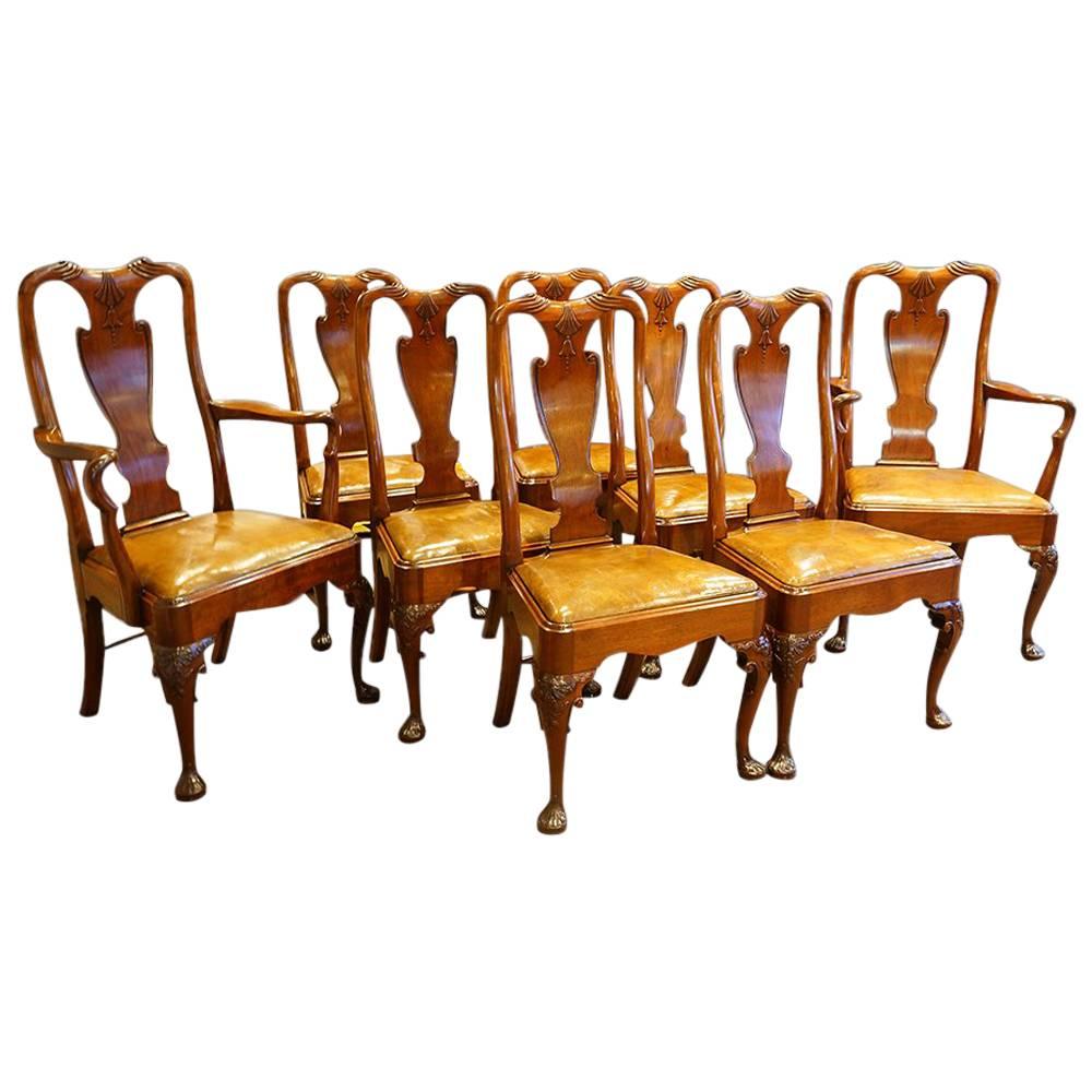Set of Eight Mahogany Victorian Dining Chairs in the Georgian Style