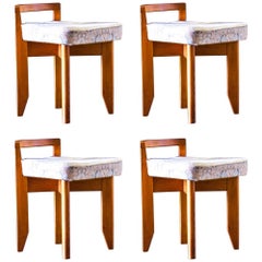 Set of Four Stools by Guillerme and Chambron, France, circa 1965