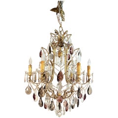 Italian Marie-Antoinette Chandelier with Clear, Gray and Amethyst Crystals